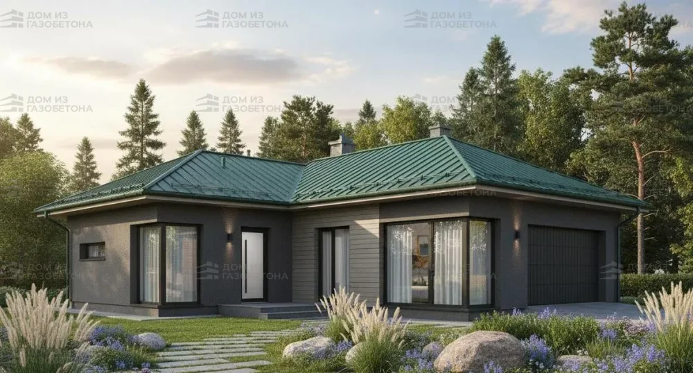 Проект Одноэтажный дом 15 на 17, 158 м2